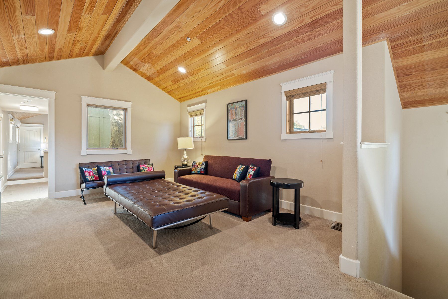 Creekfront guest cottage living area
