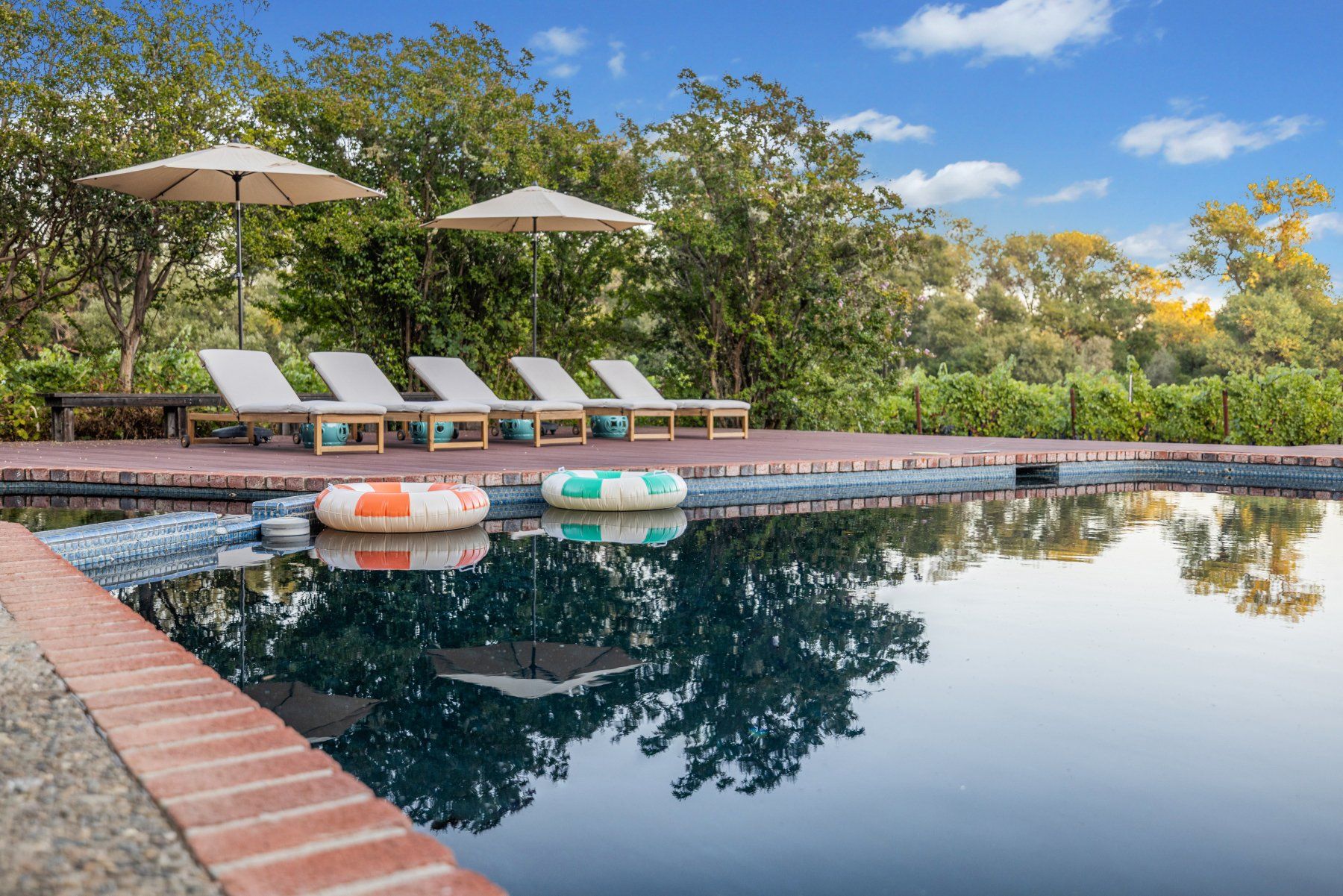 Creekfront pool by the vineyard