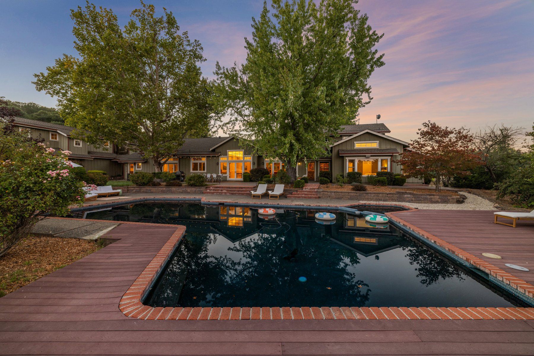 Creekfront pool at twilight